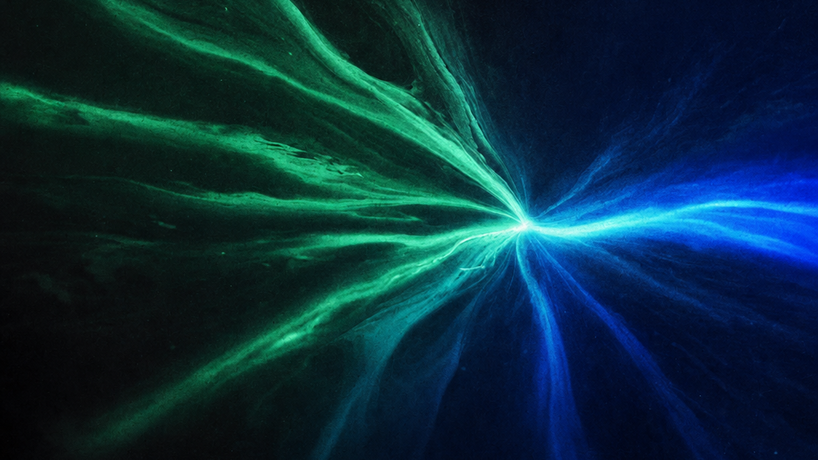 Many routes converging into a single bright node and continuing as one beam